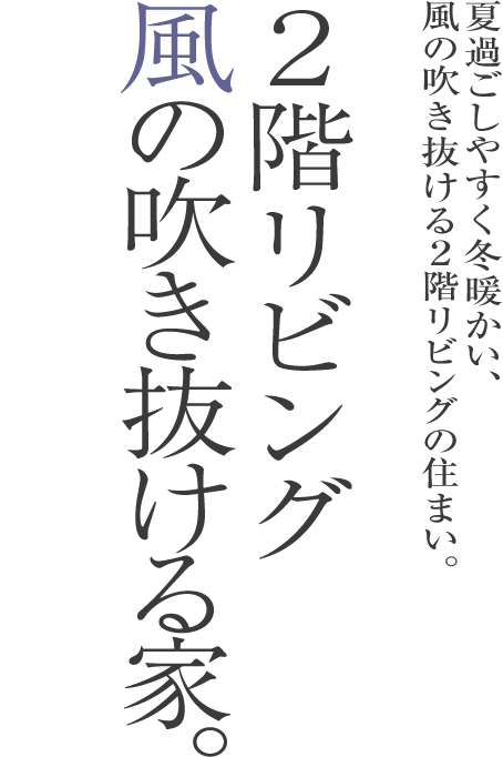 2階リビング風の吹き抜ける家